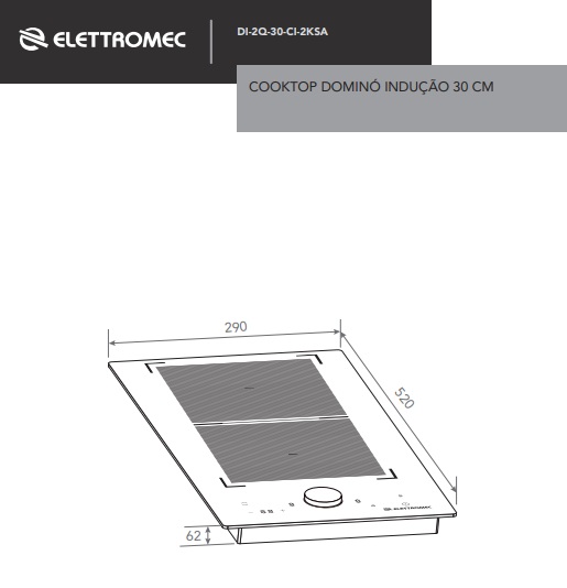 Dominó de Indução Elettromec DI-2Q-30-CI-2KSA 2 Zonas 30 cm 220V — imagem 2