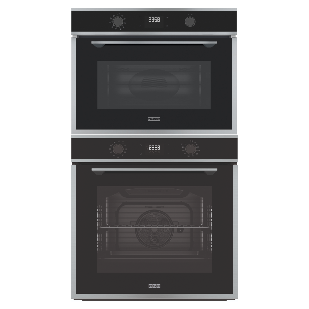 Conjunto Torre Quente Forno Elétrico Maris FMA97 71L e Micro-ondas FMA45 40L Franke em proposta premium para cozinha planejada