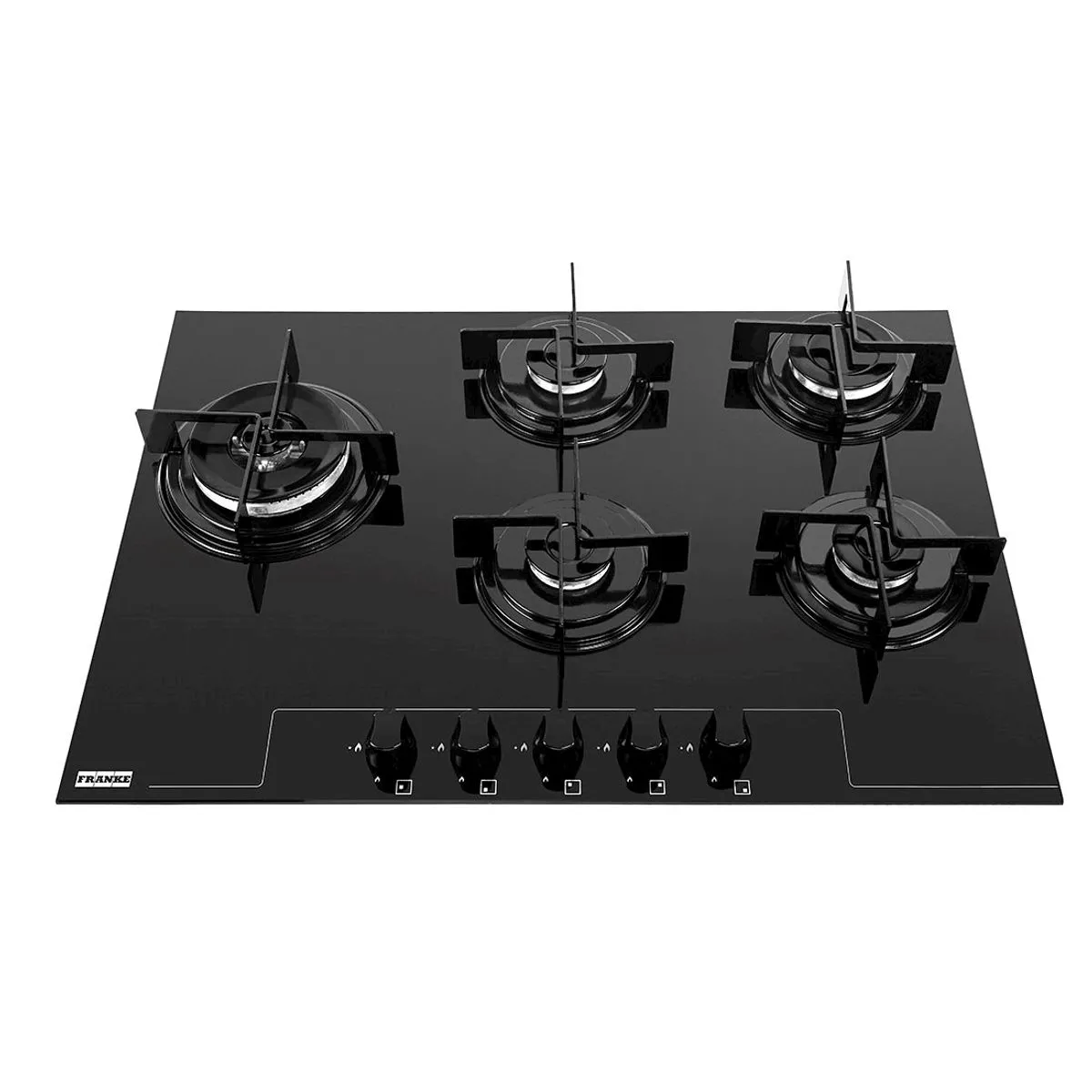 Cooktop a Gás Glass Franke 75x52 c/ 5 Queimadores em proposta premium para cozinha planejada