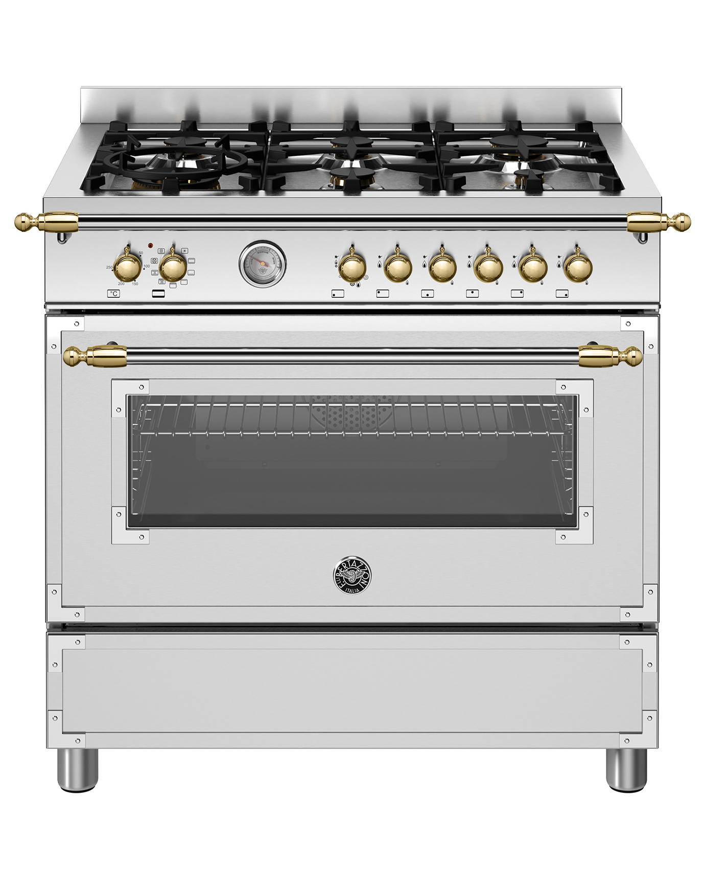 Fogão Bertazzoni Heritage Inox 6 Bocas Forno Elétrico 90cm 220V