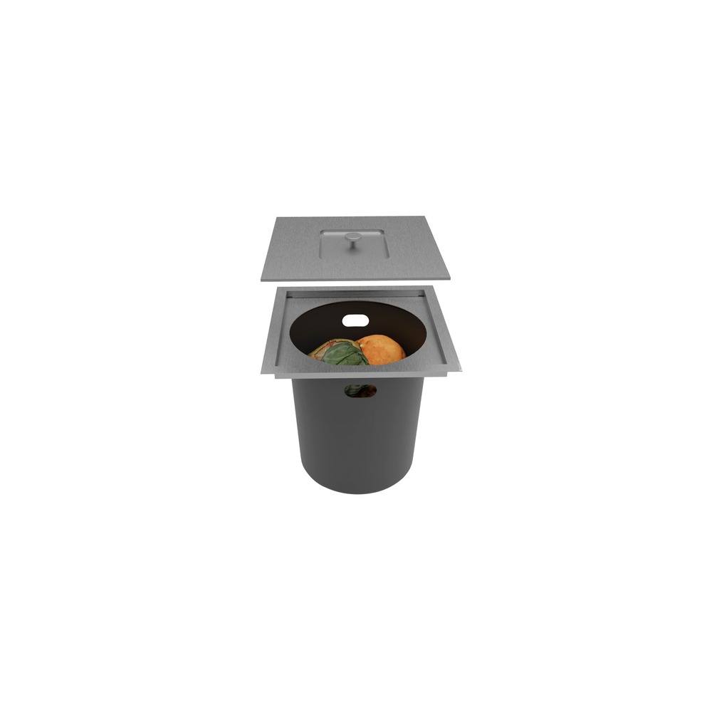 Lixeira DeBacco Quadrada de Embutir 5L 20.03.20525 Tampa Inox — imagem oficial 3