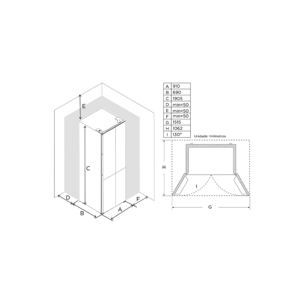 Refrigerador DeBacco Four Door 20.07.79400 600 Litros Inox 220V — imagem oficial 5
