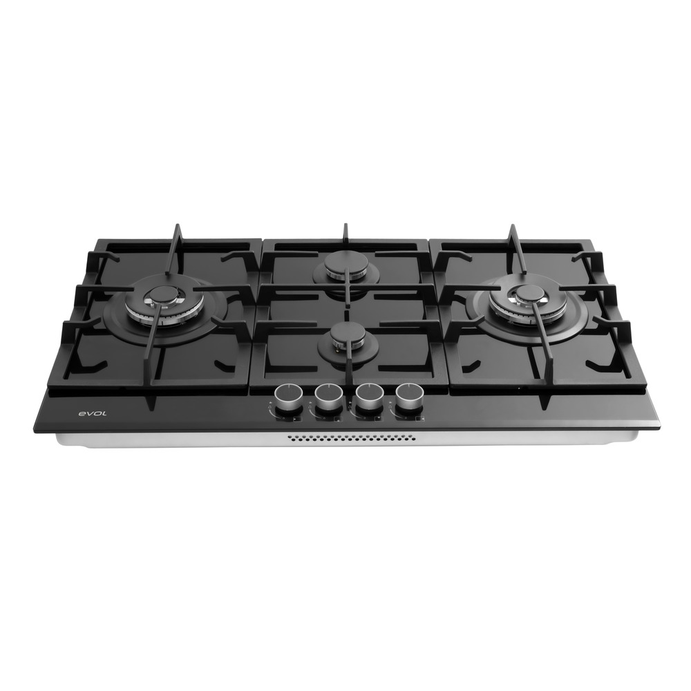 Cooktop a Gás Evol Glass ECTGD4QM3C 4 Queimadores Vidro Preto 87 cm Bivolt — imagem oficial Evol 2