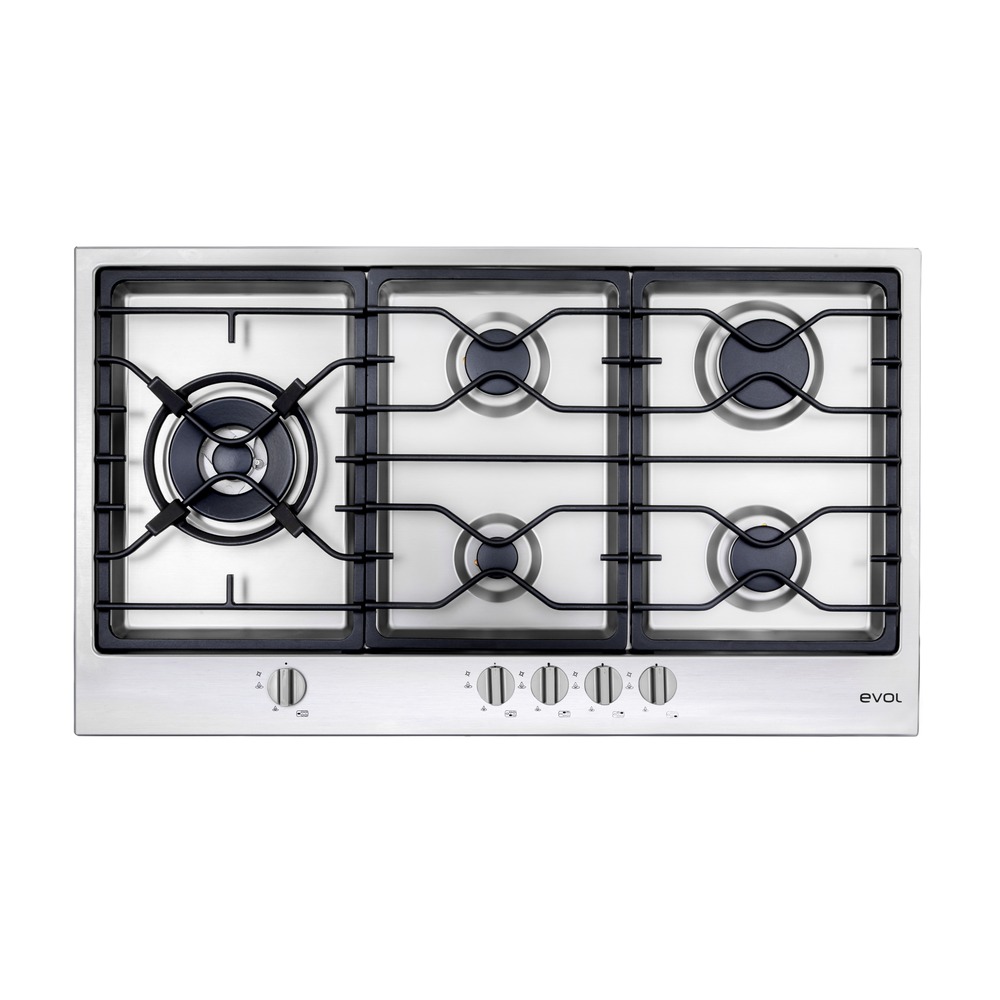 Cooktop a Gás Evol Riva ECTGD5QM3B 5 Queimadores Inox 90 cm Bivolt — imagem oficial Evol 1