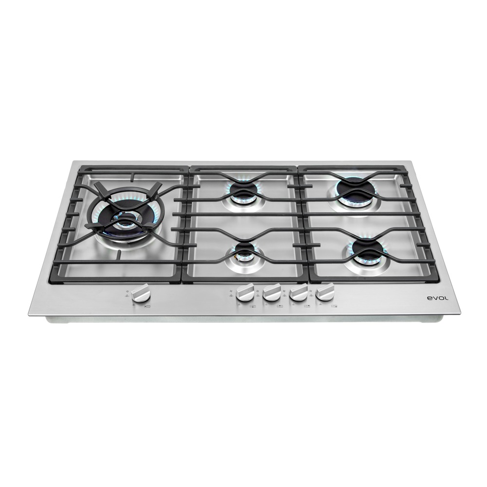 Cooktop a Gás Evol Riva ECTGD5QM3B 5 Queimadores Inox 90 cm Bivolt — imagem oficial Evol 3