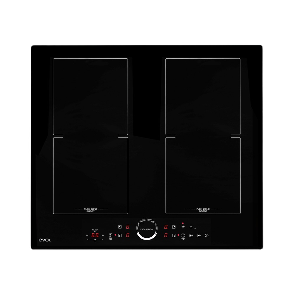 Cooktop por Indução Evol ECTID4QM2A 4 Queimadores Vidro Preto 60 cm 220V — imagem oficial Evol 1