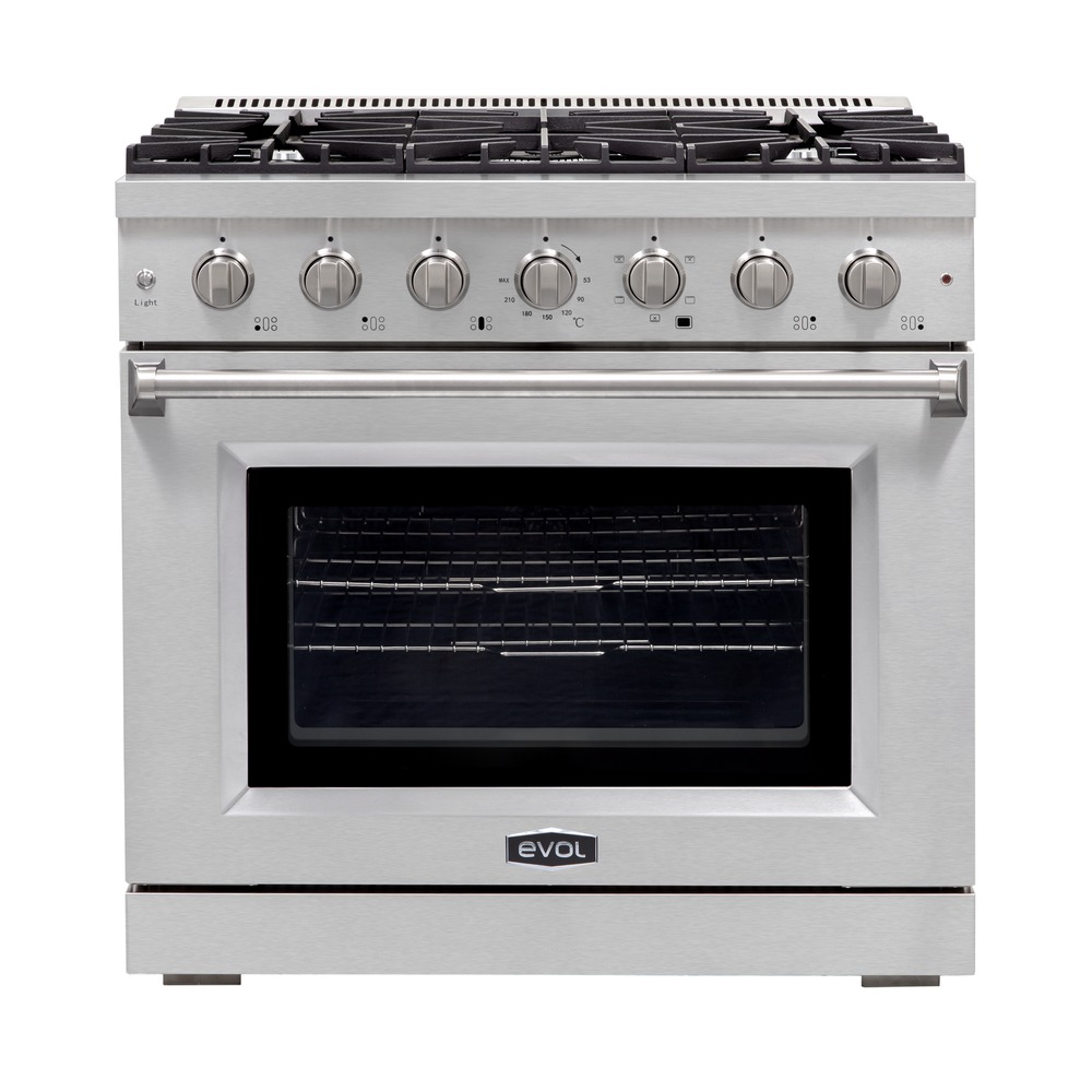 Fogão Profissional a Gás Evol Potenza EFGDF5QM2A 5 Bocas Forno Elétrico 160 Litros Inox 90 cm 220V — imagem oficial Evol 1