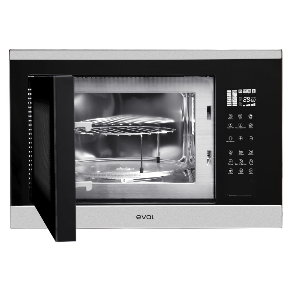 Micro-ondas de Embutir Evol EMOEB0252B 25 Litros Vidro Preto 60 cm 220V — imagem oficial Evol 4