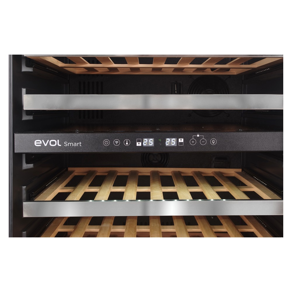 Adega Wine Center Smart Evol JC-145B220R Dual Zone 46 Garrafas Porta Direita Inox 220V — detalhe oficial Evol 2