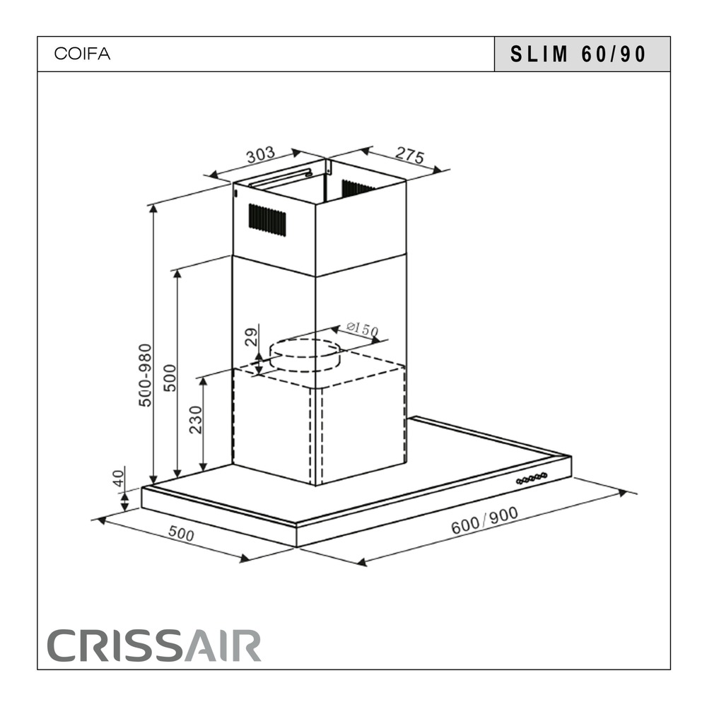 Coifa Crissair Slim 90 em cozinha planejada