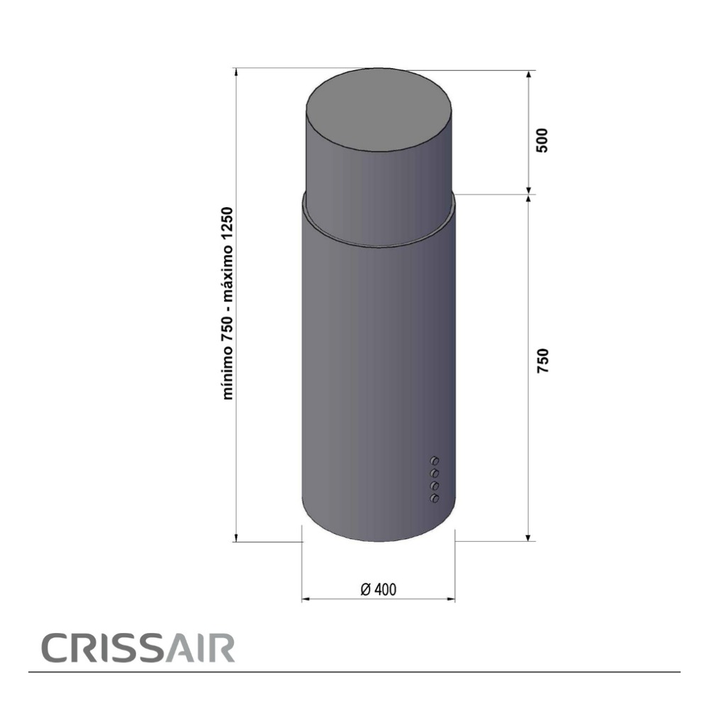 Coifa de Ilha Crissair Isola Cilindro Inox 40 cm 220V - imagem 4