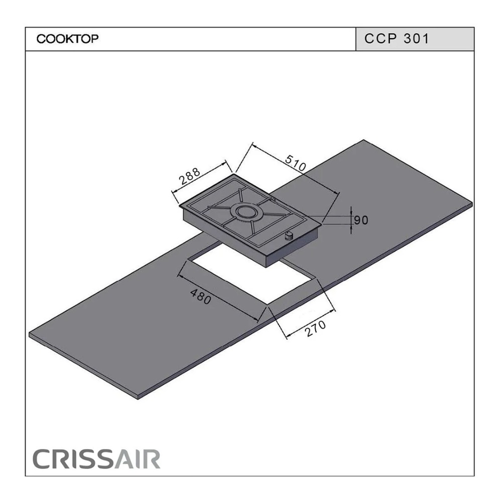 Cooktop a Gás Crissair Semi-Filo Uno CCP301 1 Boca Inox 30 cm Bivolt - imagem 4