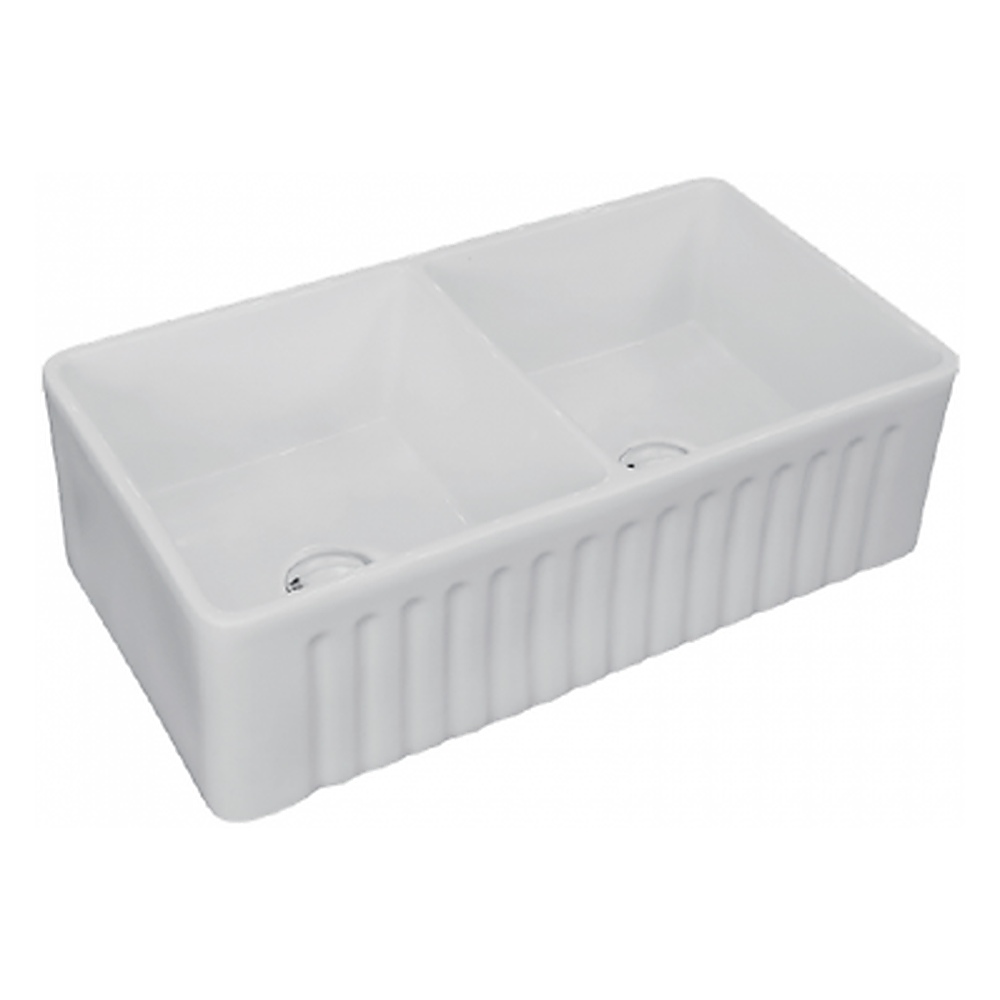 Cuba Dupla de Porcelana para Cozinha Rubinettos Gourmet Porcelo CUB2021C Branca Semi Encaixe 84,5 x 45,5 cm