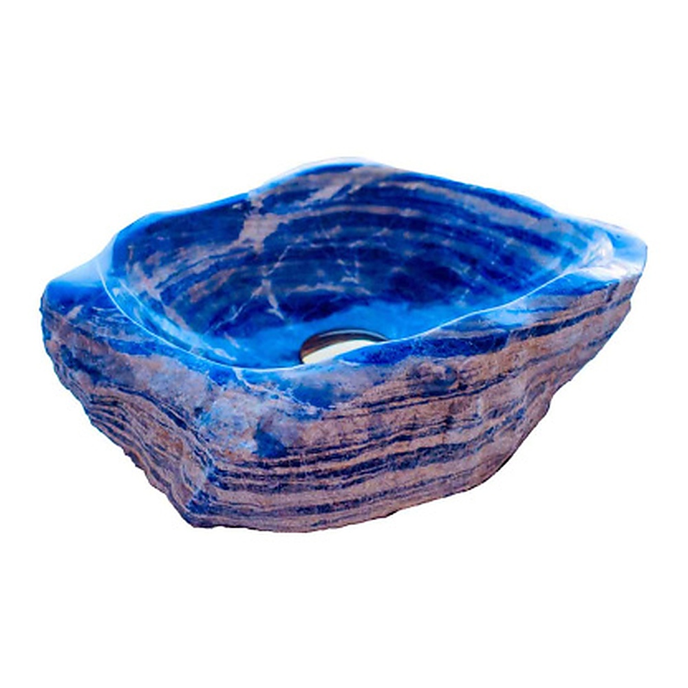 Cuba de Cristal para Lavatório Rubinettos Handmade Quartzo CUBJOI004 Sodalita Tamanho M