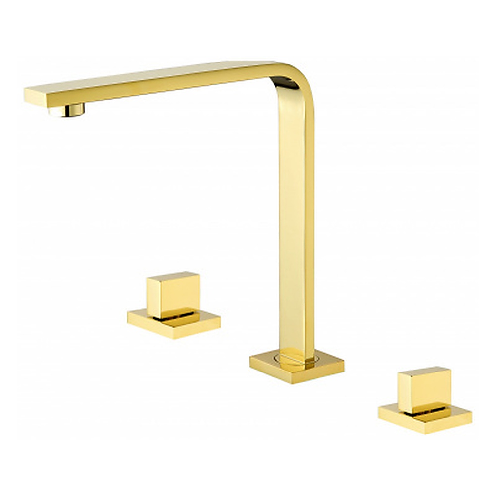 Misturador Duplocomando para Lavatório Rubinettos Square RB2046 Dourado com Bica Giratória