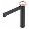 Misturador Monocomando para Lavatório Rubinettos Serena RB6216 Black Matte e Rose Gold Bica Alta