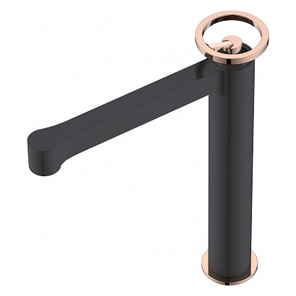 Misturador Monocomando para Lavatório Rubinettos Serena RB6216 Black Matte e Rose Gold Bica Alta