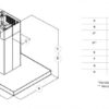 Coifa de Ilha Tecno Toblino Vintage TCI91V2 91 cm Inox 127V — desenho técnico de medidas