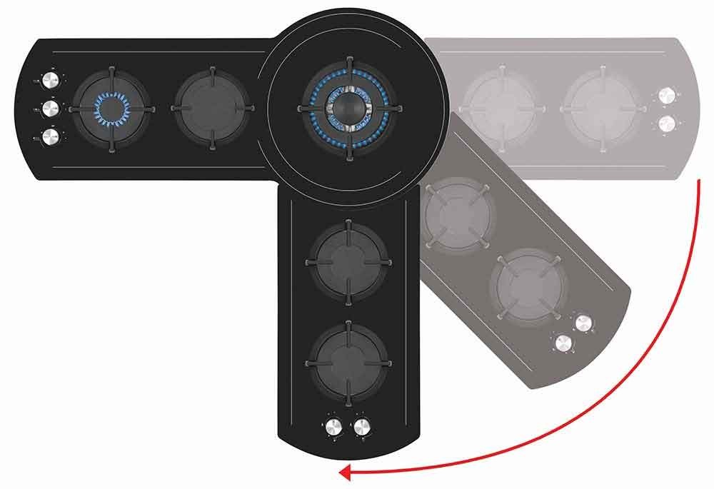 Cooktop a Gás Tecno Original Rota THV100 151 cm Vitrocerâmica Preta 220V