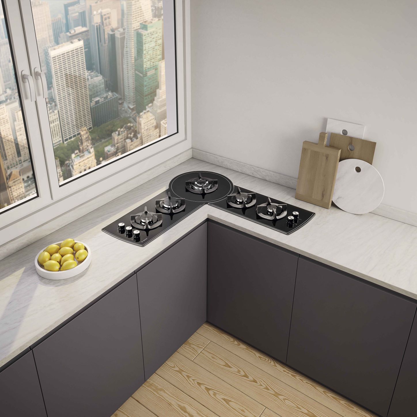 Cooktop a Gás Tecno Original Rota THV100 151 cm Vitrocerâmica Preta 220V