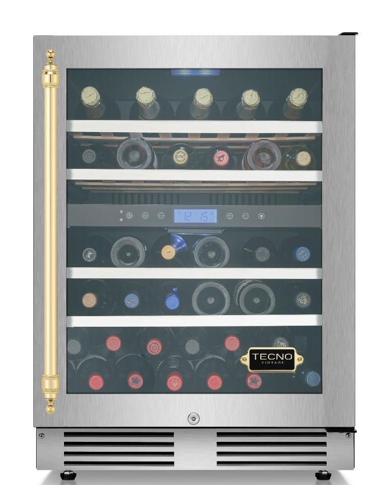 Adega Tecno Vintage TR14AVDCV2 Dual Zone 43 Garrafas 60 cm Inox 220V Abertura Direita