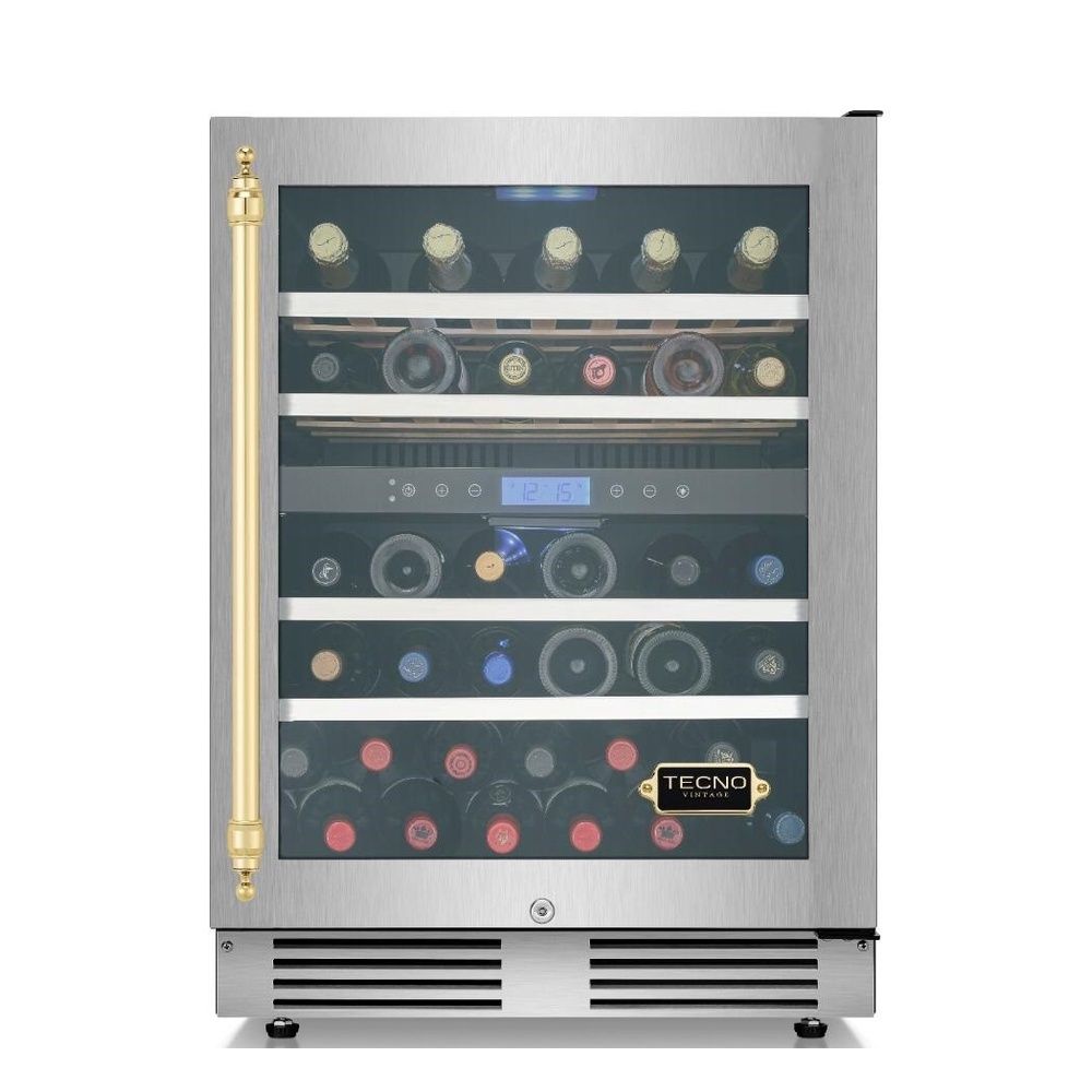 Adega Tecno Vintage TR14AVDCV2 Dual Zone 43 Garrafas 60 cm Inox 220V Abertura Direita — imagem principal 1000x1000 sem corte