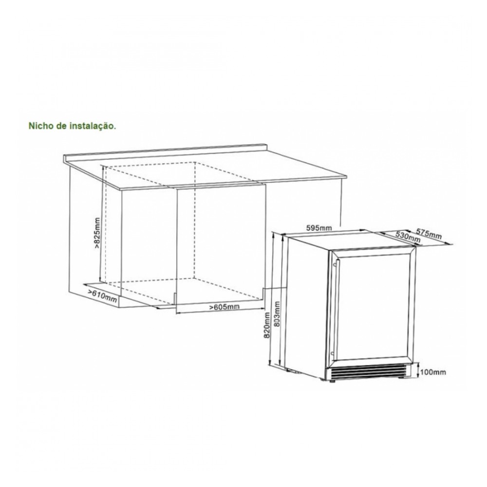 Conjunto Adega e Cervejeira Tecno Professional TR14AVDB + TR14CVDD 43 Garrafas + 136 Litros 120 cm Inox 220V