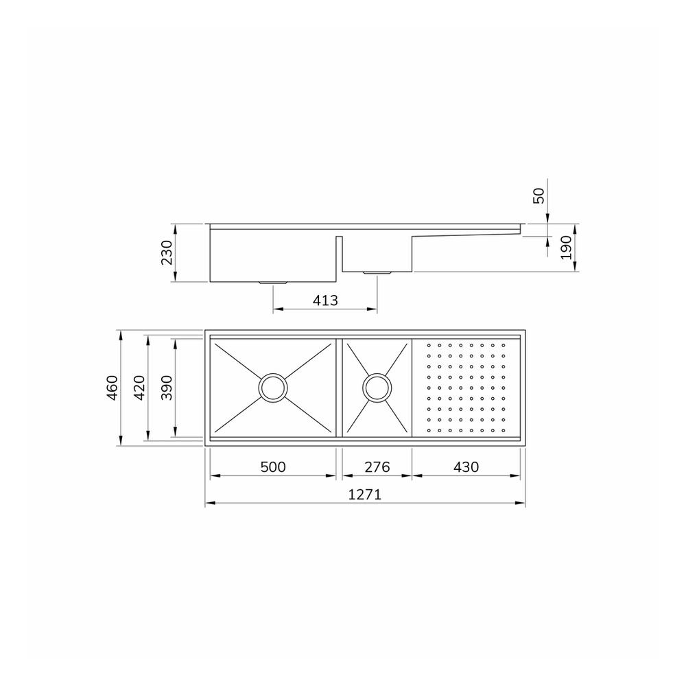 Cuba Mekal Gourmet Match PG-50/27 90018831016 Inox Escovado — desenho técnico com medidas