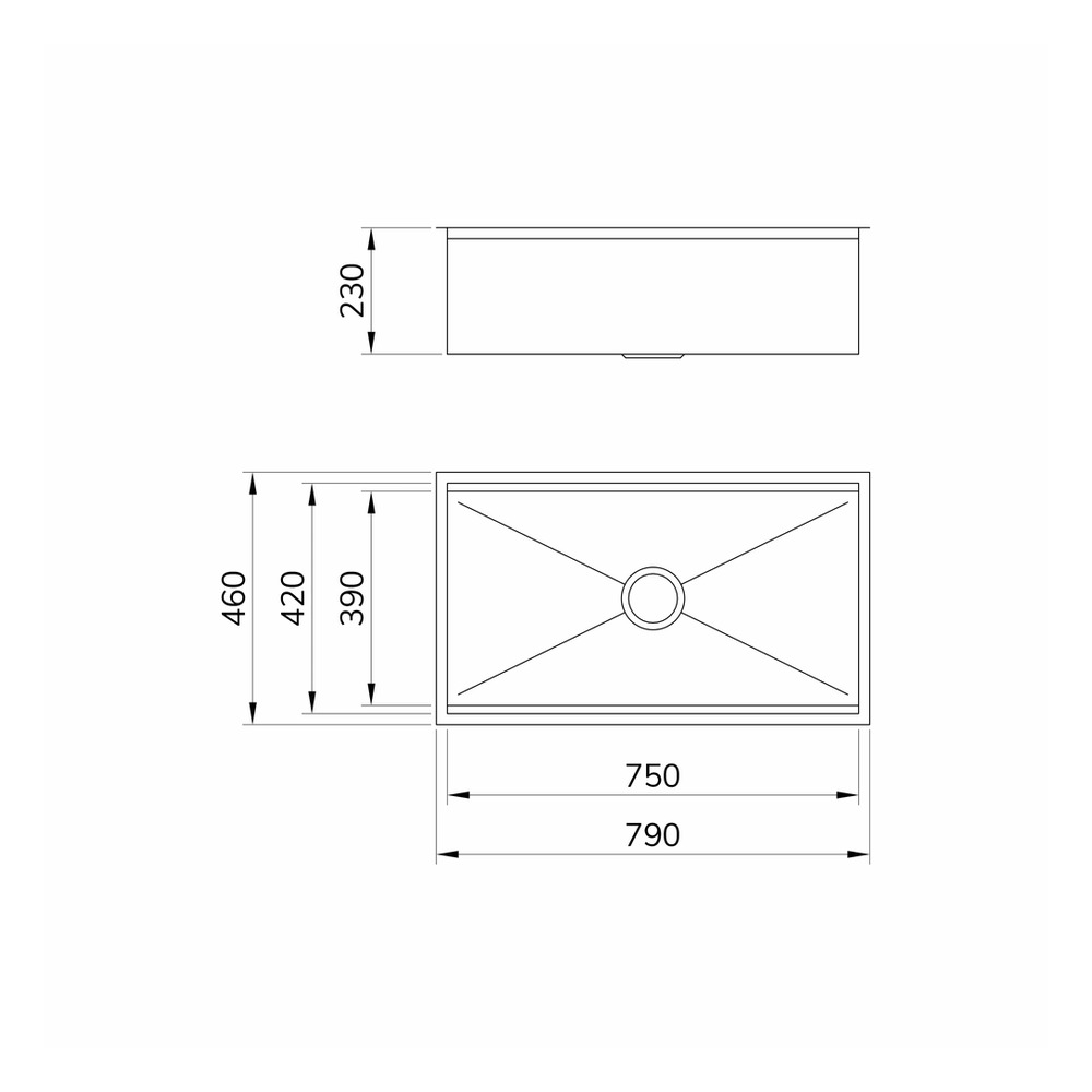 Cuba Mekal Gourmet Match RG-75 90019556016 Inox Escovado — desenho técnico com medidas